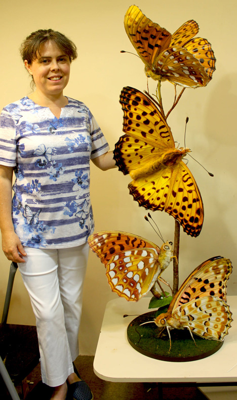 Photo of Jean Reid with Engdangered Butterflies Model